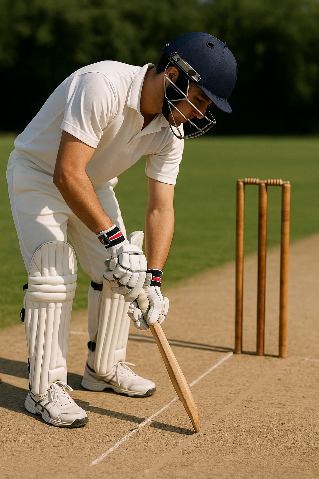 Cricket pitch and crease